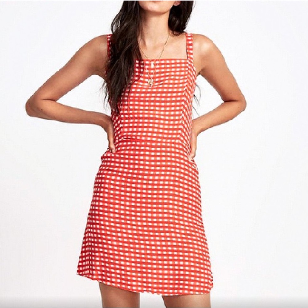 Faithfull the Brand Red Checked Mini Dress Medium/6